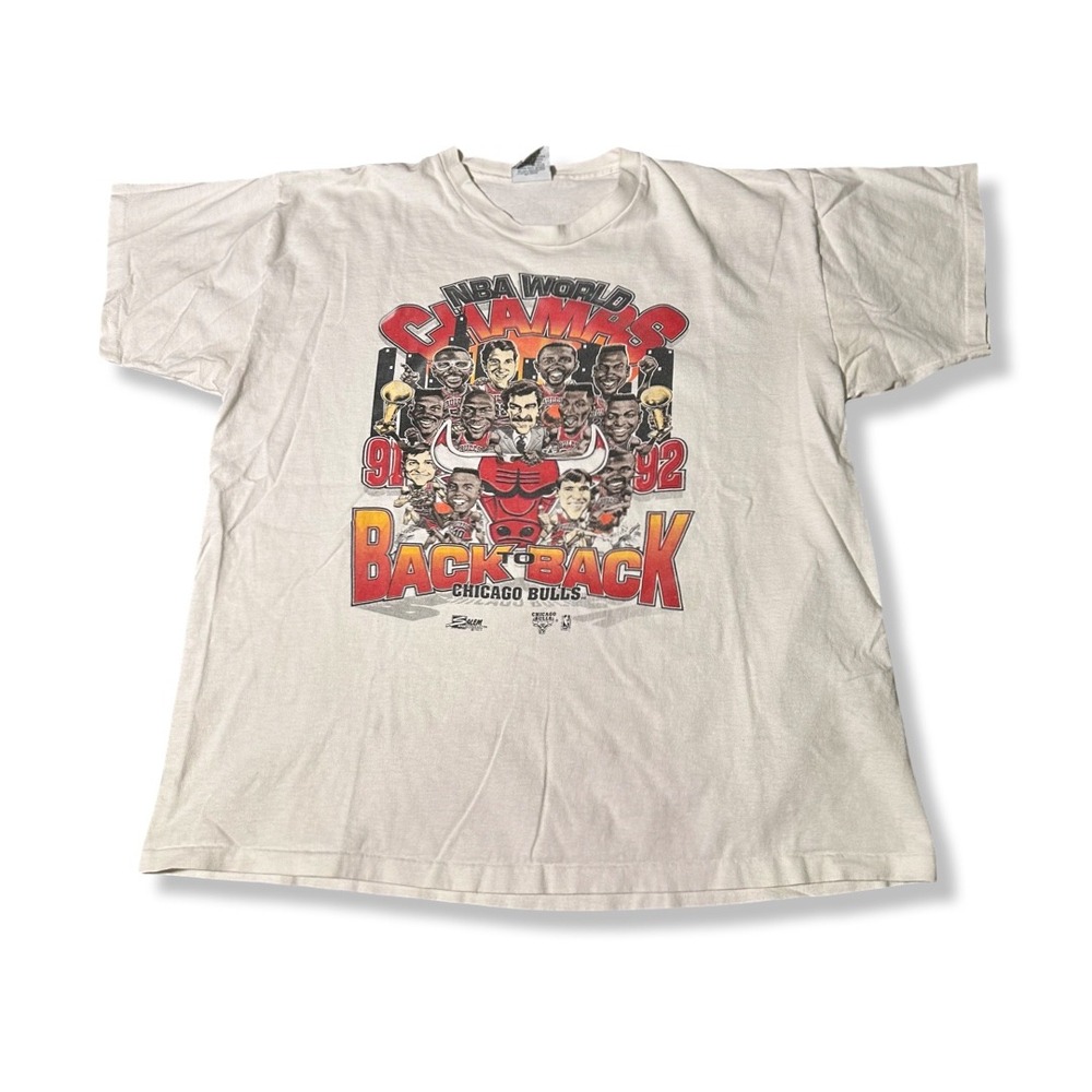 Vintage 90s Lee T-Shirt Mens XL White Excellent Chicago Bulls NBA Back To Back